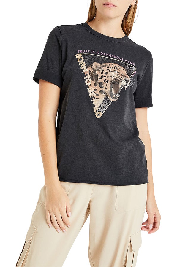 ONLY - Animal Graphic T-Shirt Black - Image 1