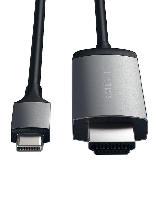 SATECHI Aluminum Type-C To HDMI Cable 4K 60Hz Space Grey  - Image 4