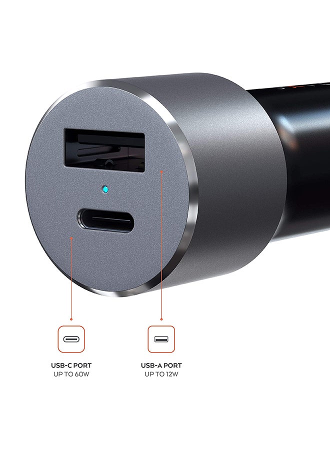 SATECHI USB-C And USB-A 72W PD Dual Port Car Charger Black/Space Grey - Image 3