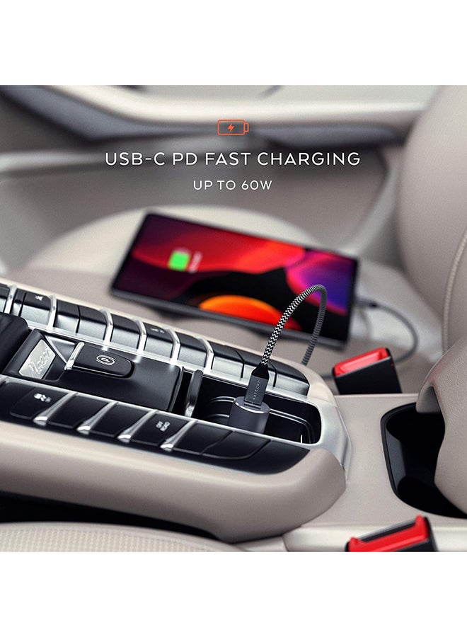 SATECHI USB-C And USB-A 72W PD Dual Port Car Charger Black/Space Grey - Image 4