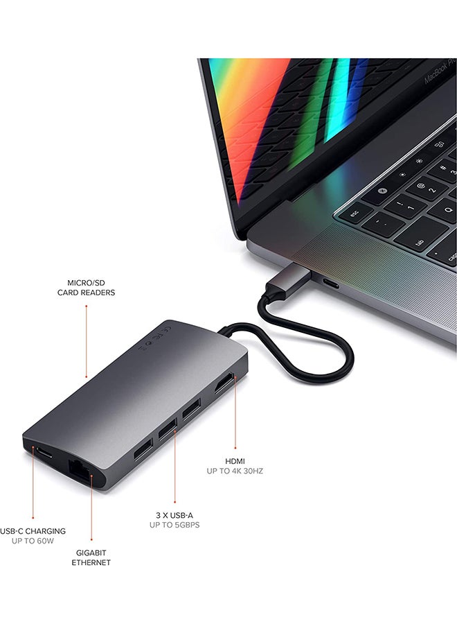 SATECHI Type-C Multi-Port Adapter With 4K Ethernet V2 Grey - Image 3
