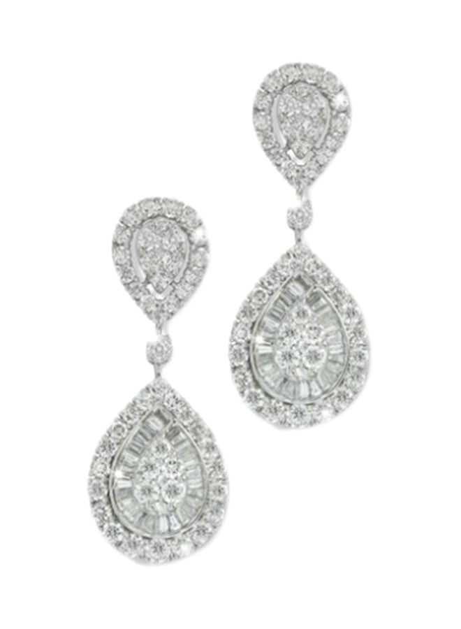 5.1 Ct Diamond Studded Pear Shaped Earrings White  - Image 1