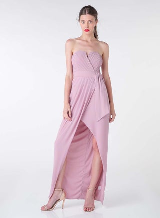 Polyester Darlene Wrap Maxi Dress Dusty Pink