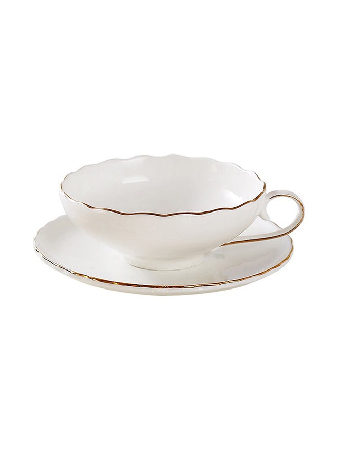 3- Piece Fine Ceramic Coffee Cup Set White - Image 1