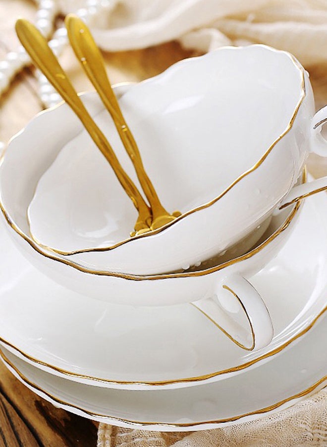 3- Piece Fine Ceramic Coffee Cup Set White - Image 4