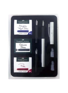 8-Piece Grip Calligraphy Set Silver/Black