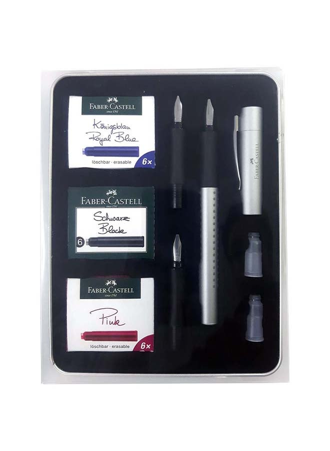 FABER-CASTELL - 8-Piece Grip Calligraphy Set Silver/Black - Image 1