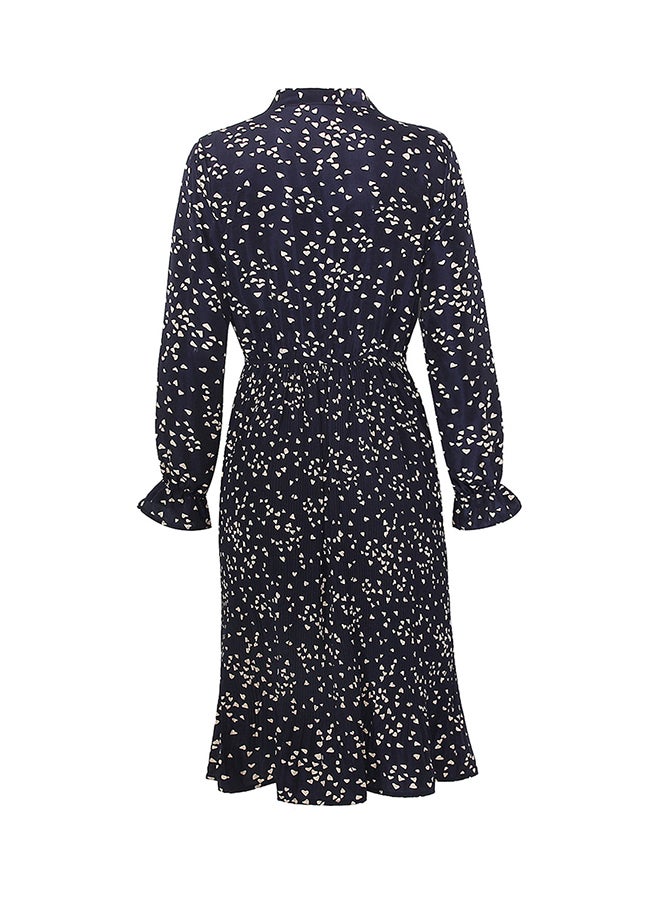 Printed Elastic Waist Midi Dress Black/White - Image 2