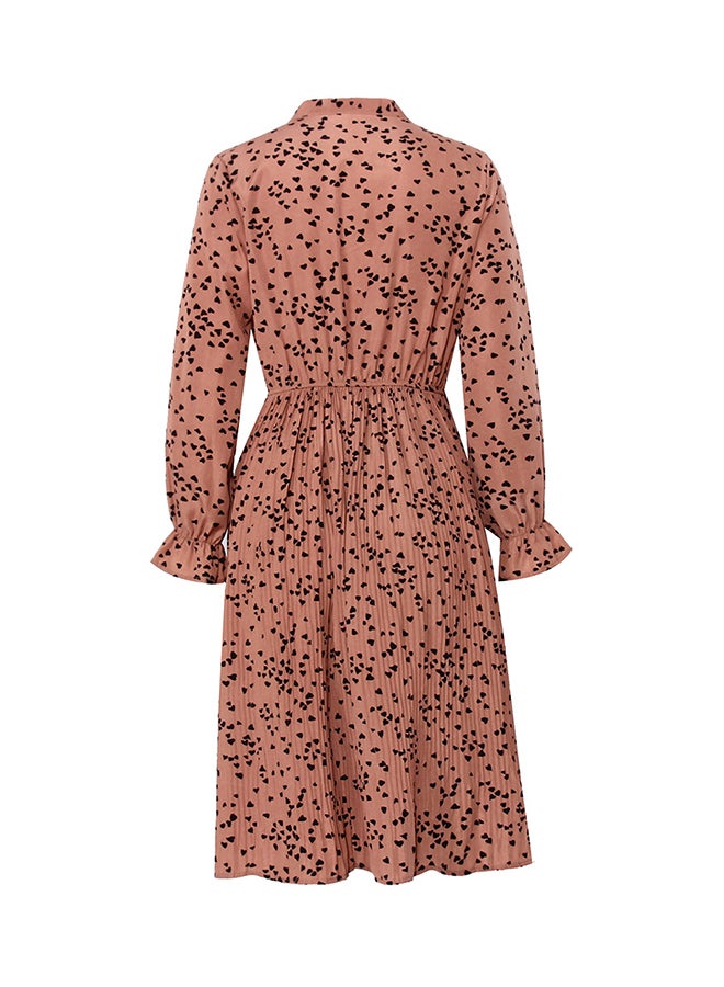 Printed Elastic Waist Midi Dress Orange/Black - Image 2