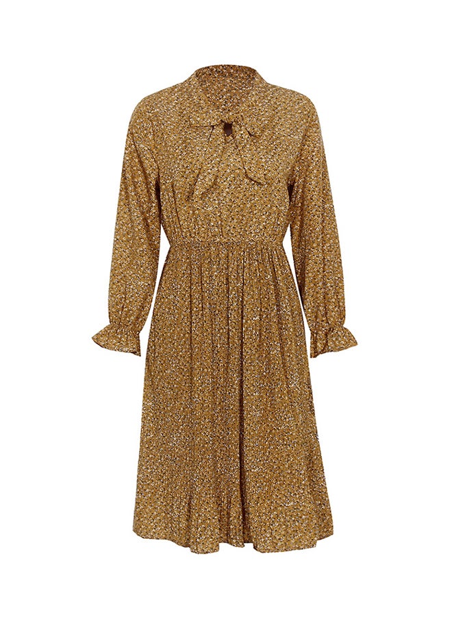 Floral Printed Midi Dress Yellow - Image 1