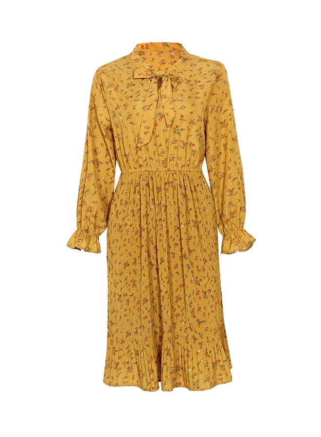 Floral Printed Midi Dress Yellow - Image 1