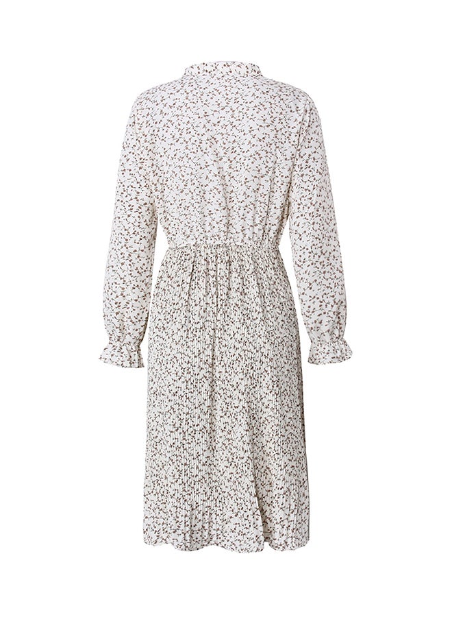 Floral Printed Midi Dress Off White/Black - Image 2