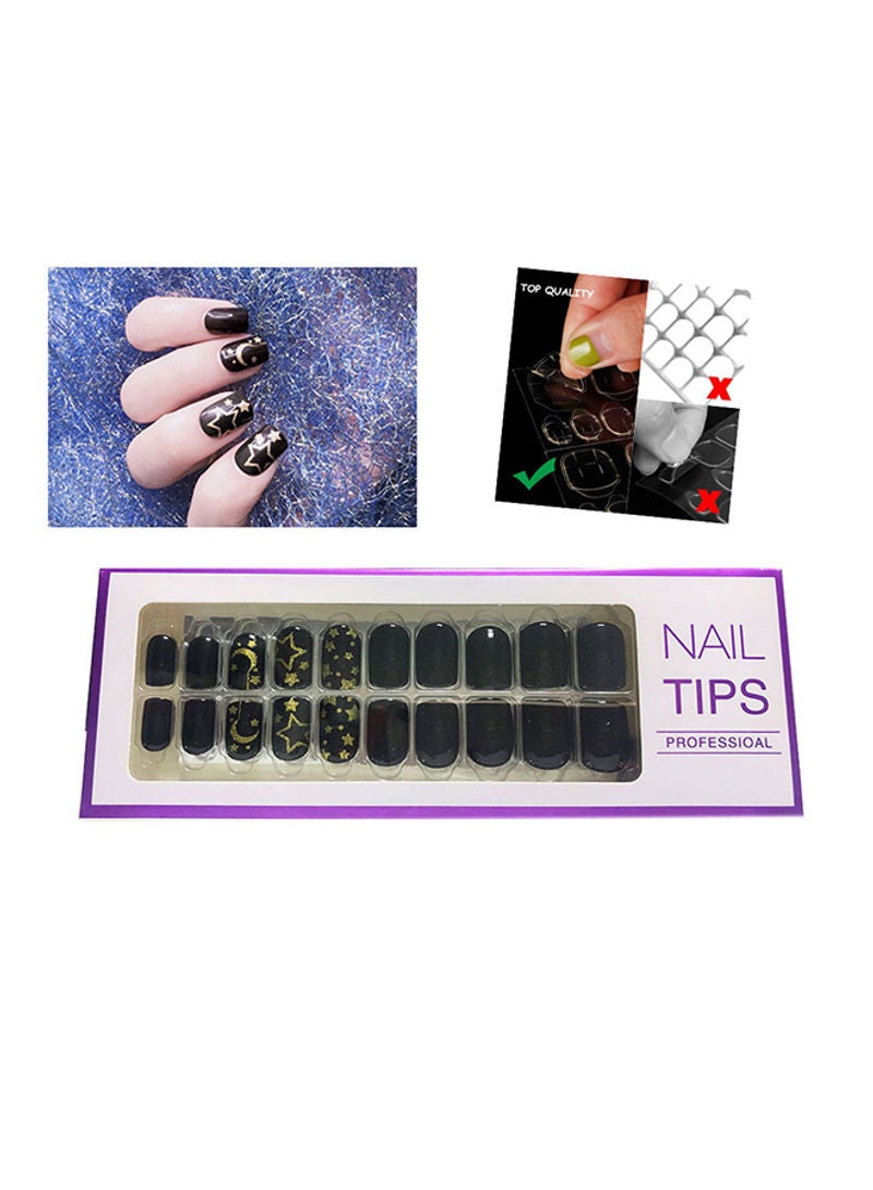 مجموعة أظافر صناعية مكونة من 20 قطعة أسود - Image 2