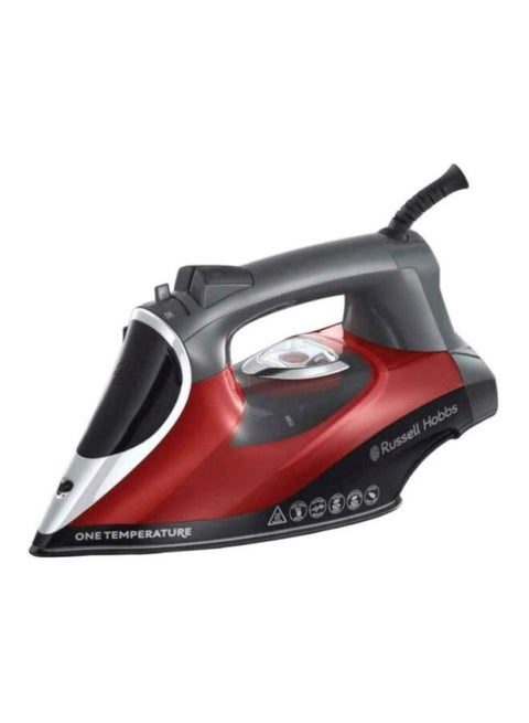 2600W One Temperature Steam Iron, 350ml Capacity, Safe for All Fabrics Ironing & 50g Steaming, Non-Stick Soleplate, Three-Way Auto Shut-off 25090-56 Red/Grey/Black