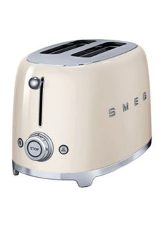 smeg 2 Slice Toaster 950W 950.0 W TSF01CRUK Beige/Silver  - Image 1