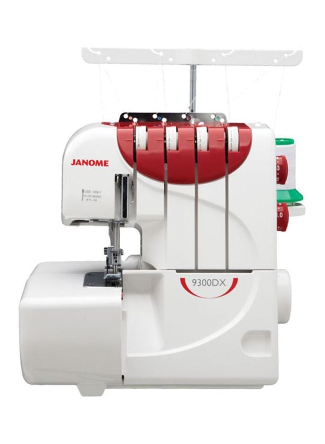 Janome Overlocking Sewing Machine White/Red 9kg - Image 1