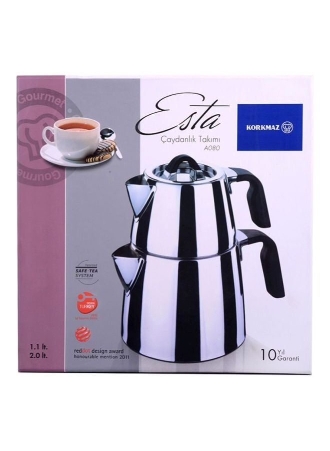 كوركماز - إبريق شاي تركي سعة 2.0 لتر 10106676 فضي - Image 1