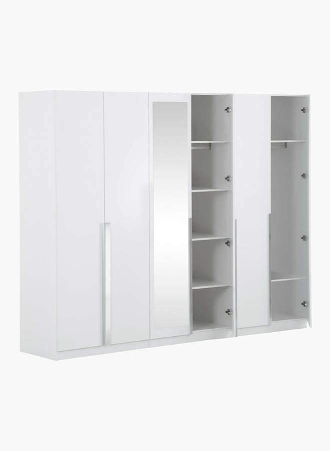 هوم بوكس خزانة ملابس 6 أبواب بمرآتين من بيكاسو أبيض 271 x 216 x 59سم - Image 5