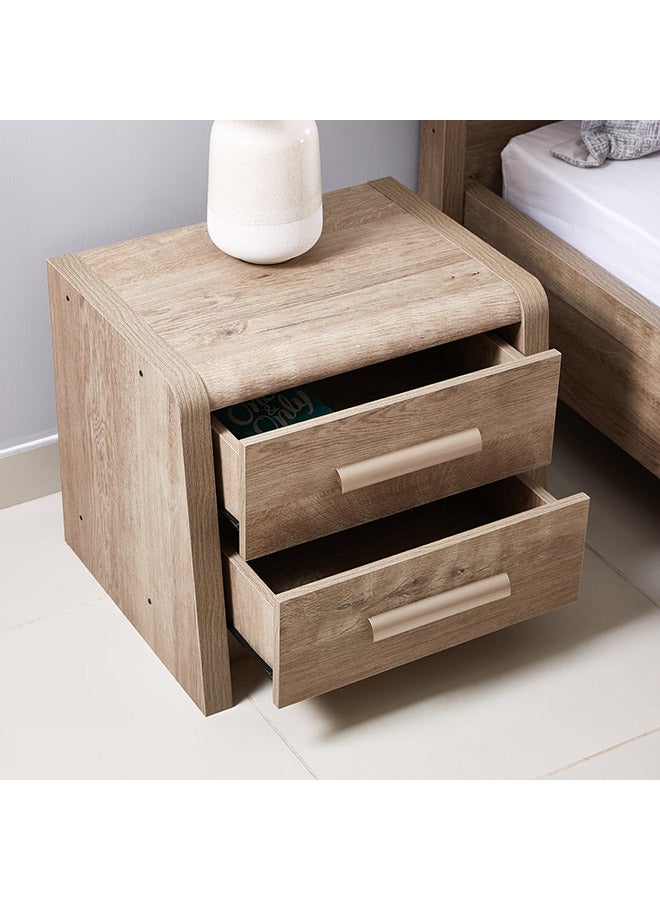 Home Box Curvy 2-Drawers Nightstand Brown 53.2x55x44cm  - Image 4