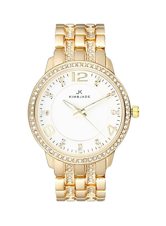 KIM & JADE - Women's Stainless Steel Analog Wrist Watch 2031L-2W - 32 mm - Gold/Clear - Image 1