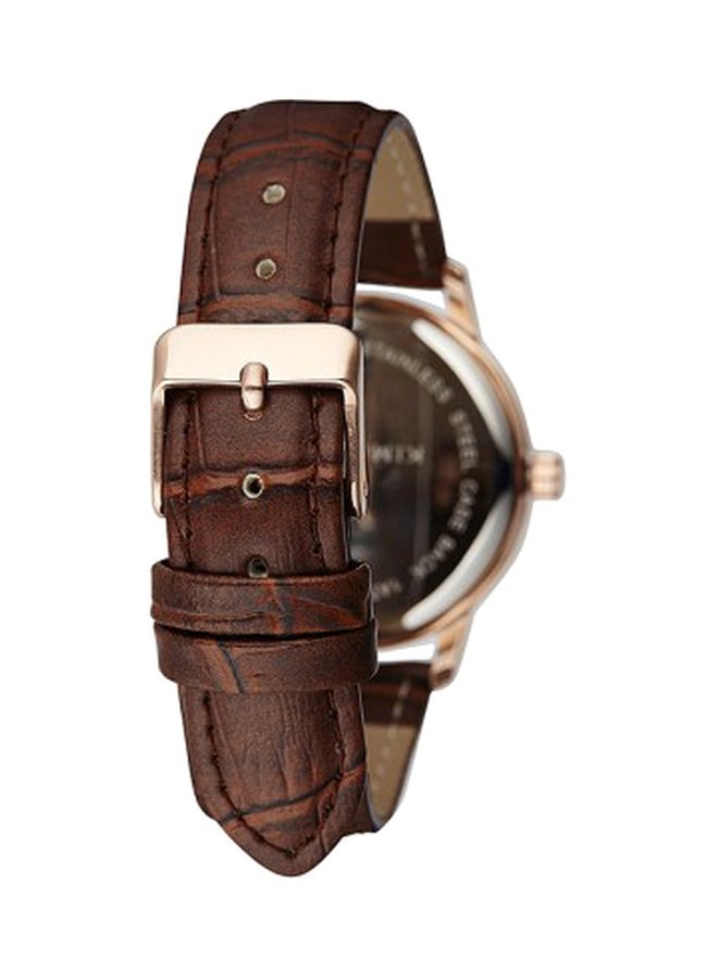 KIM & JADE - Women's Stone Studded Analog Watch 2031L-GPBW - 32 mm - Brown - Image 1