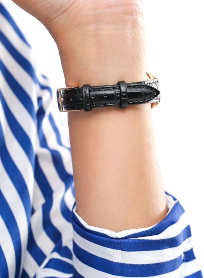 KIM & JADE - Women's Leather Strap Analog Wrist Watch 2033L-GPBLGP - 26 mm - Black - Image 1