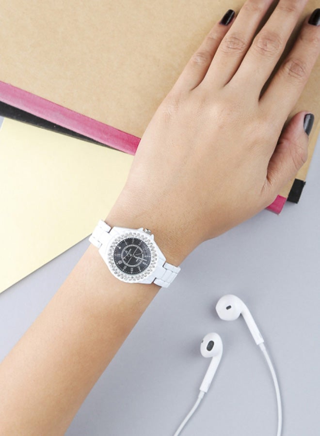 KIM & JADE - Women's Stainless Steel Analog Wrist Watch 2033L-WB - 26 mm - White - Image 1