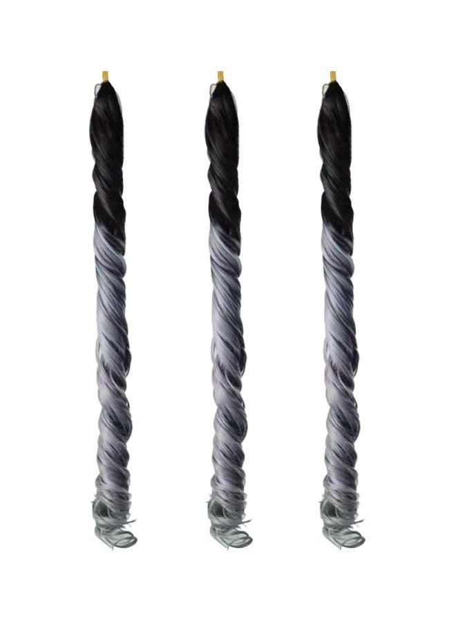 بى مجموعة شعر مستعار مضفر بتصفيفة إفريقية مكونة من 3 قطع رمادي/أسود 3x 20بوصة  - Image 1