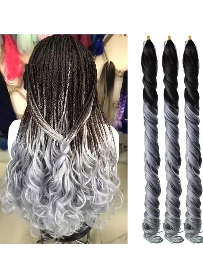 بى مجموعة شعر مستعار مضفر بتصفيفة إفريقية مكونة من 3 قطع رمادي/أسود 3x 20بوصة  - Image 3