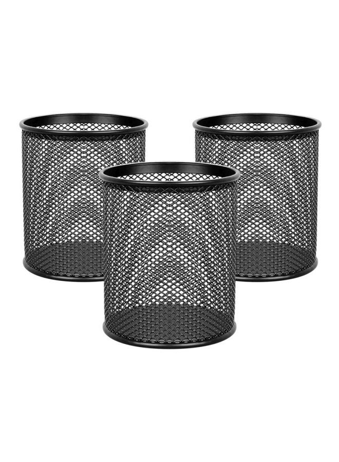 طقم منظم أقلام معدني مكون من 3 قطع أسود - Image 1