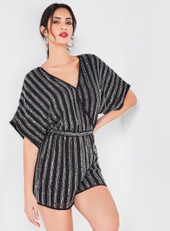 Novale Embellished Playsuit Black