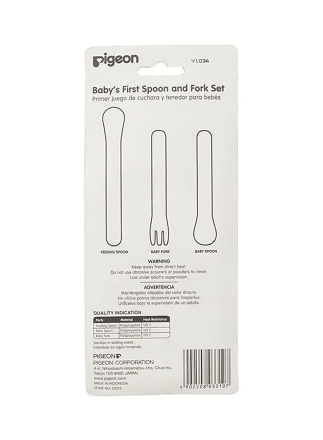 pigeon 3-Piece First Spoon And Fork, 6+ M - White