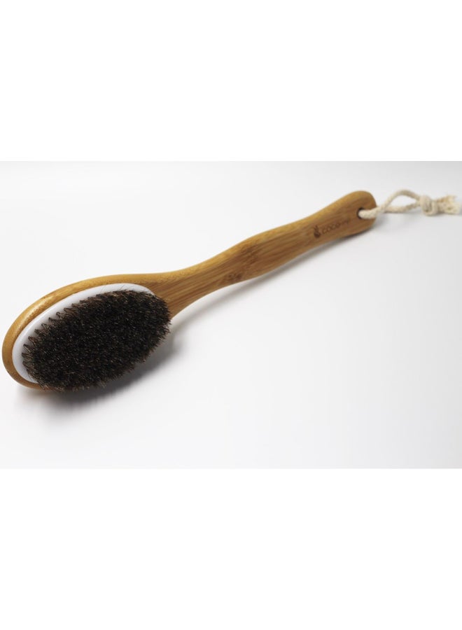 Coco Jar Bamboo Double Side Bath Brush Beige/Brown 35x7.5cm - Image 3