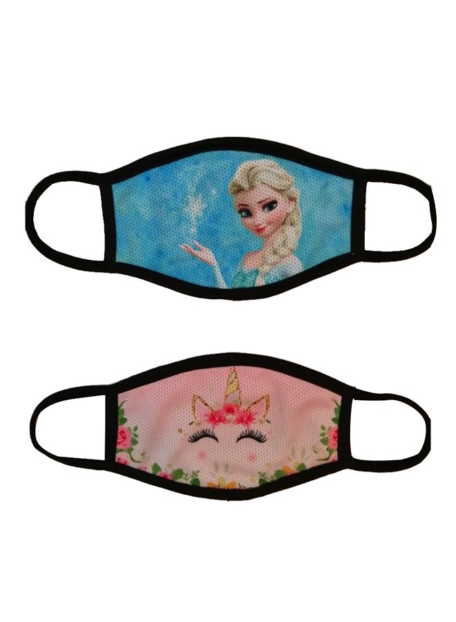 2-Piece Unicorn And Frozen Princess Printed Face Mask - Image 1