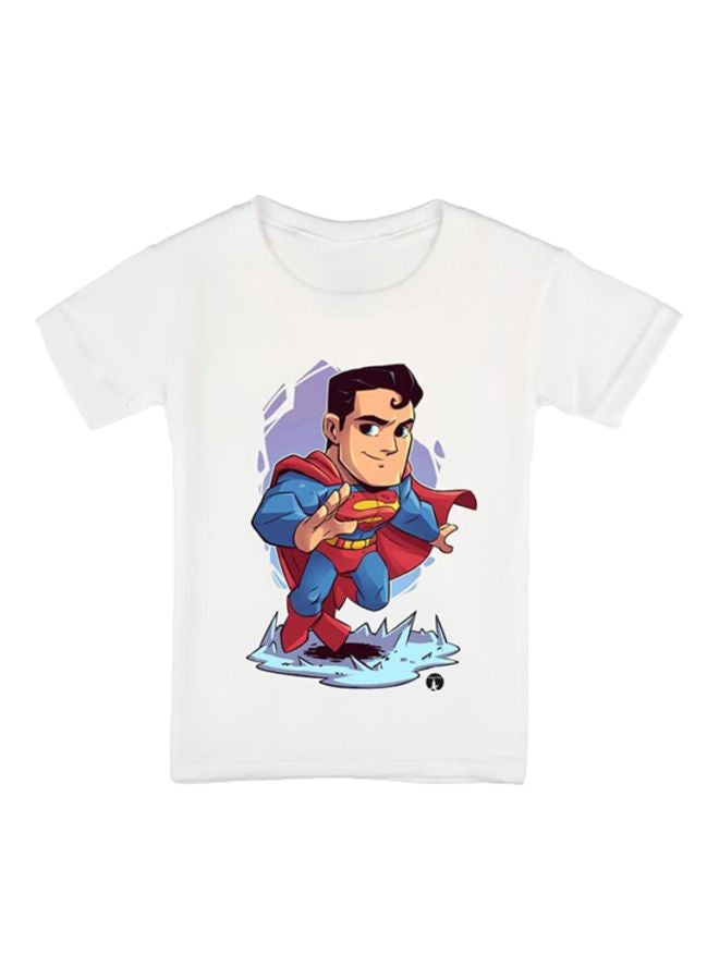 بي بي تيشيرت بنقش فيلم "Superman" مطبوع أبيض/أزرق/أحمر - Image 1