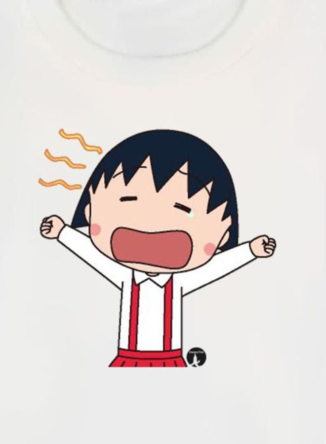 BP The Anime Chibi Maruko-Chan Printed T-Shirt White/Beige/Red - Image 3