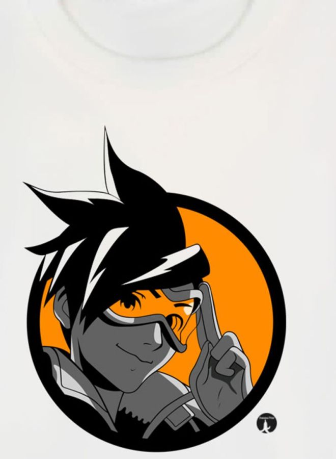 بي بي تيشيرت مزين بطبعة مستوحاة من لعبة Overwatch أبيض / رمادي / أصفر - Image 3