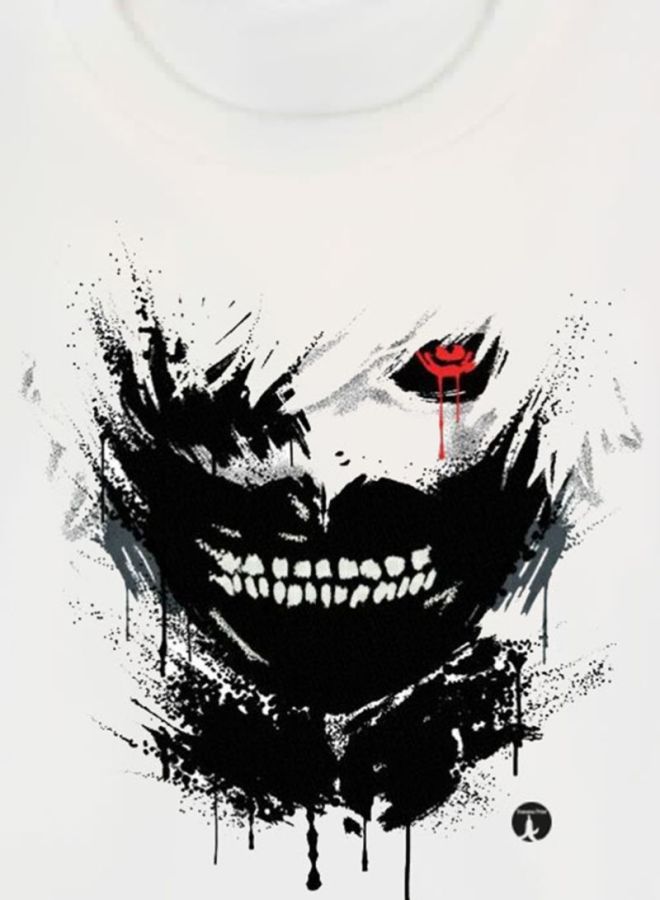 بي بي تيشيرت بطبعة سلسلة الرسوم المتحركة "Tokyo Ghoul" أبيض/أسود/أحمر - Image 3