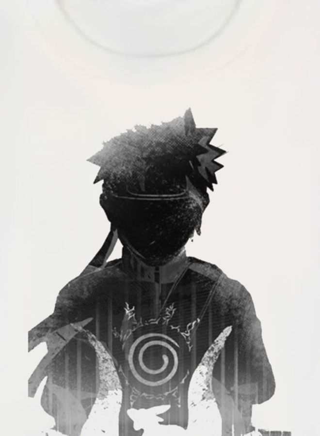 بي بي تيشيرت بطبعة مسلسل الرسوم المتحركة "Naruto" أبيض/ أسود - Image 3