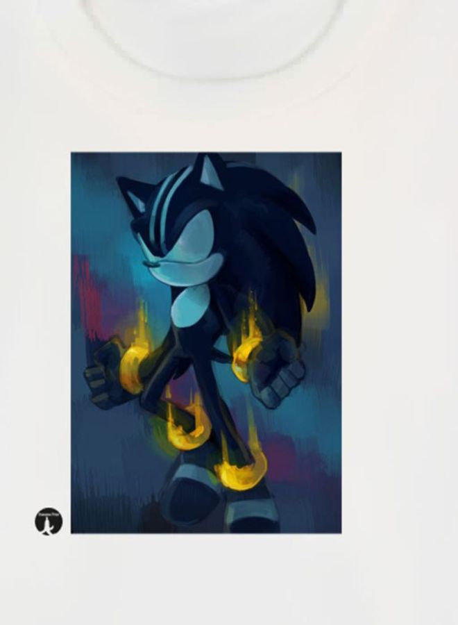 بي بي تيشيرت مطبوع عليه شخصية سونيك أبيض/أزرق/أصفر - Image 3