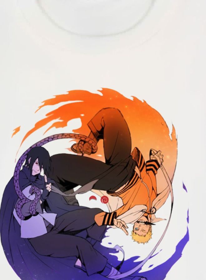 بي بي تيشيرت بطبعة مسلسل الرسوم المتحركة "Naruto" أبيض/أرجواني/ذهبي - Image 3