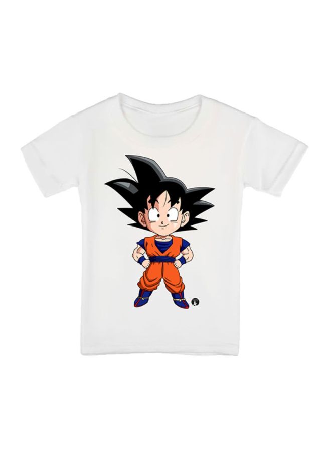 BP Anime Dragon Ball Printed Crew Neck T-Shirt White/Black/Orange  - Image 1