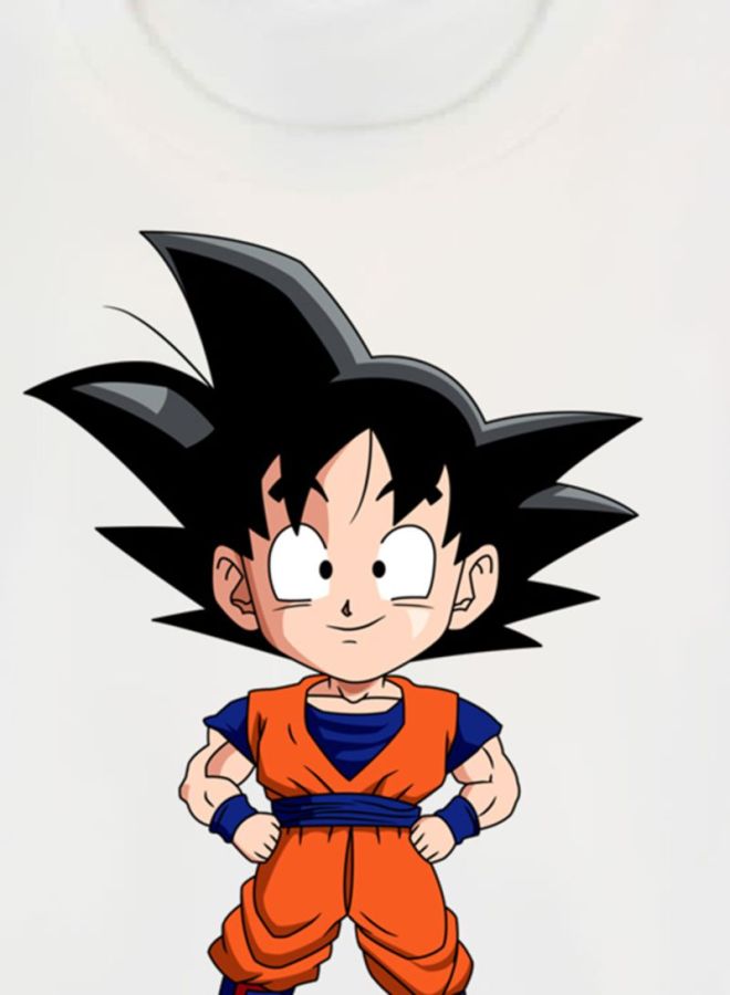 BP Anime Dragon Ball Printed Crew Neck T-Shirt White/Black/Orange  - Image 3