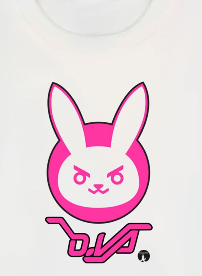 بي بي تيشيرت مزين بطبعة مستوحاة من لعبة Overwatch وبفتحة رقبة مستديرة أبيض/ وردي - Image 3