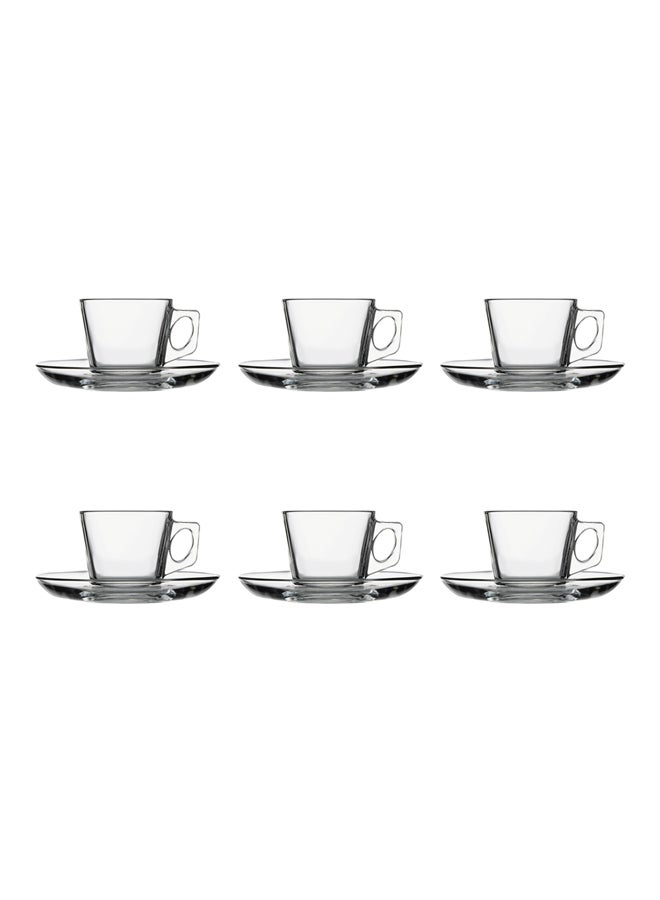 Pasabahce 12-Piece Vela Cup And Saucer Set Clear 6x80ml - Image 1