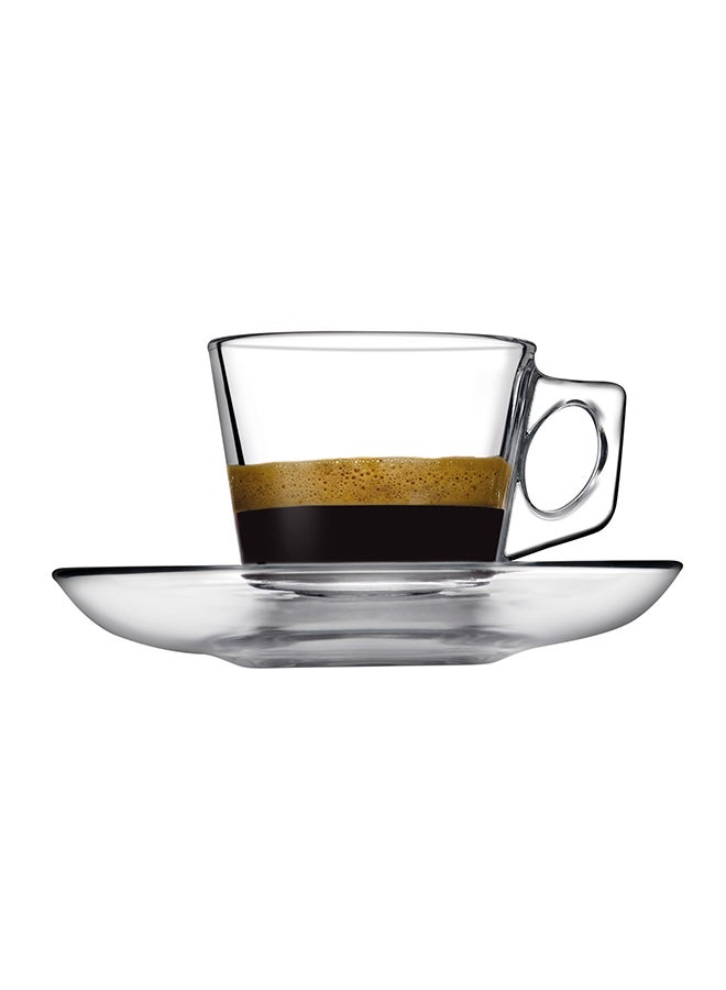 Pasabahce 12-Piece Vela Cup And Saucer Set Clear 6x80ml - Image 3