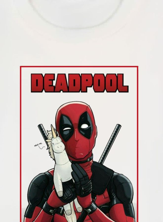 BP Deadpool Printed T-Shirt White/Red/Black  - Image 3