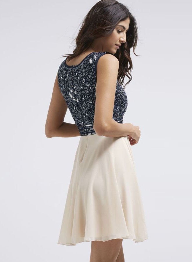 tfnc LONDON - Sleeveless Lace And Beads Miami Dress Navy/Nude - Image 1