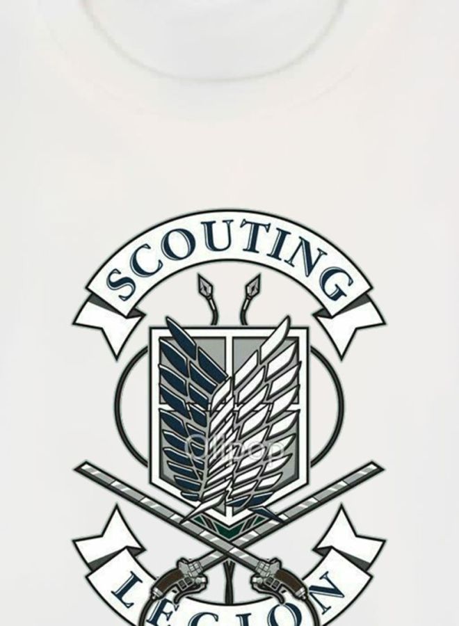 بي بي تيشيرت مزين بطبعة مستوحاة من المسلسل الكرتوني Attack On Titan أبيض - Image 3