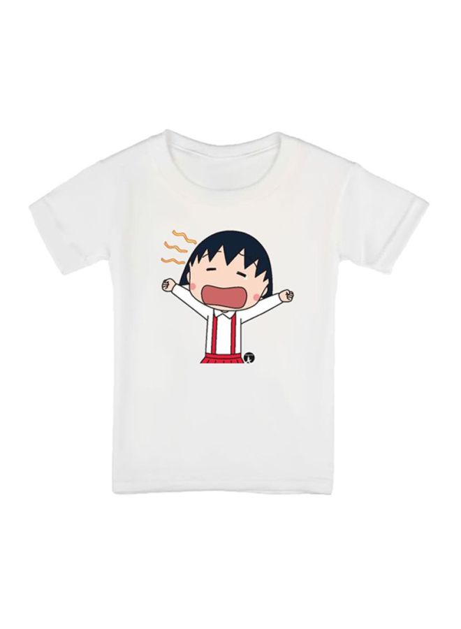 بي بي تيشيرت مزين بطبعة شخصية المسلسل الكرتوني Chibi Maruko-Chan أبيض - Image 1